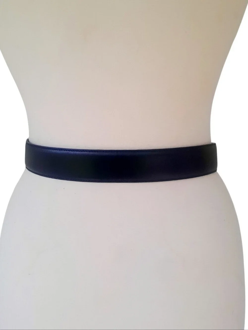 Vtg RALPH LAUREN COLLECTION Black Leather Belt w/Covered Square Buckle Sz M/32